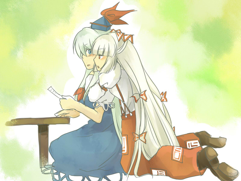 fujiwara no mokou and kamishirasawa keine (touhou) drawn by pakuchii
