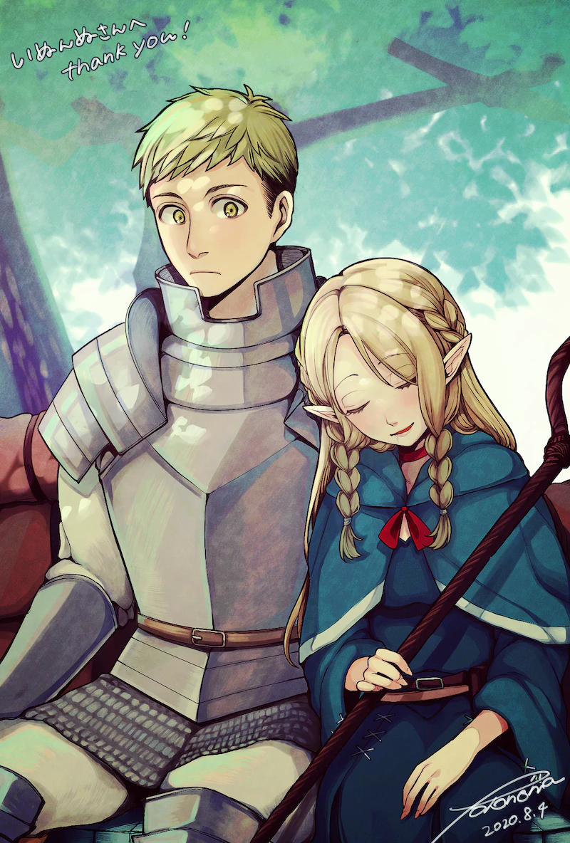 marcille donato and laios touden (dungeon meshi) drawn by tokonomama