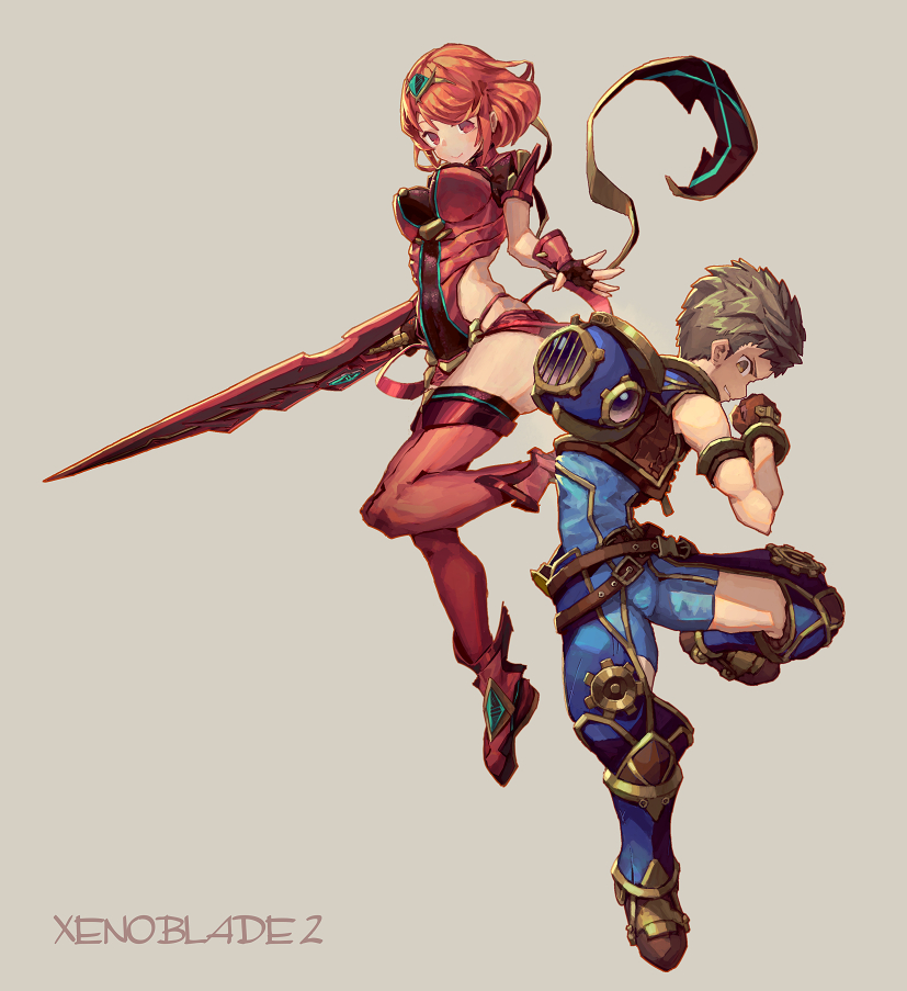 pyra and rex (xenoblade chronicles and 1 more) drawn by shiimo