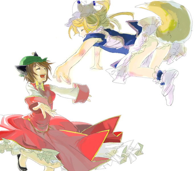yakumo ran and chen (touhou) drawn by kaie_(cahier)
