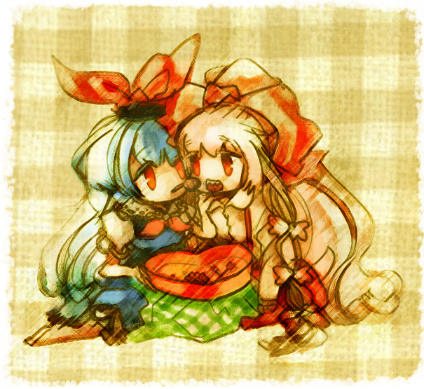 fujiwara no mokou and kamishirasawa keine (touhou) drawn by ruto_(petatann)