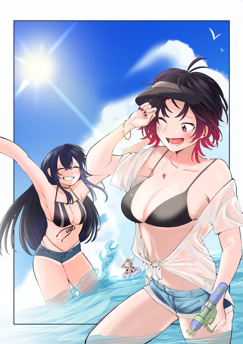 ichinose uruha, shinomiya runa, and kisaragi ren (vspo!) drawn by kou_hei_(takasr_kou)