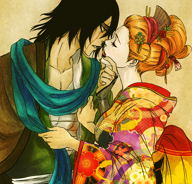 inoue orihime and ulquiorra cifer (bleach) drawn by rusky