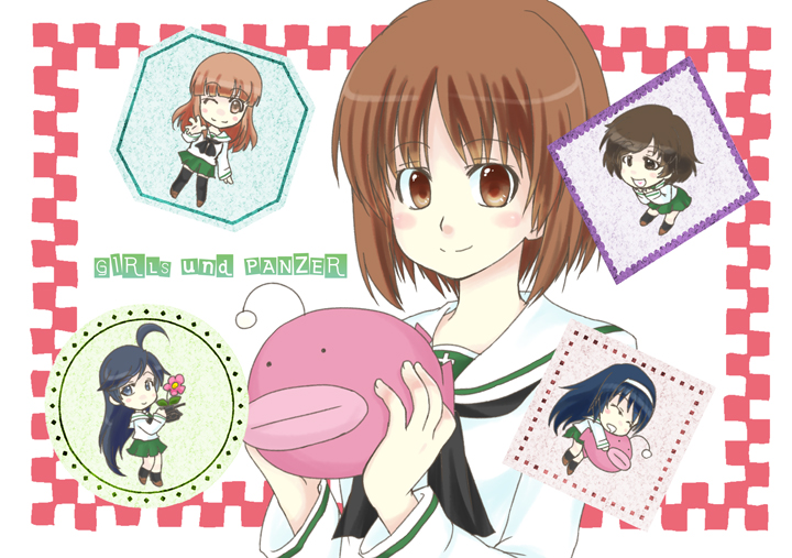 nishizumi miho, akiyama yukari, takebe saori, reizei mako, and isuzu hana (girls und panzer) drawn by tachibanajin