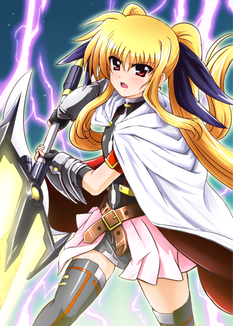 fate testarossa and bardiche (lyrical nanoha and 3 more) drawn by diesel-turbo