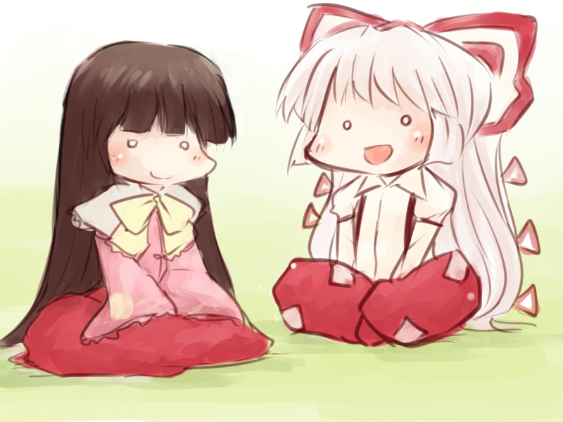 fujiwara no mokou and houraisan kaguya (touhou) drawn by miyo_(ranthath)