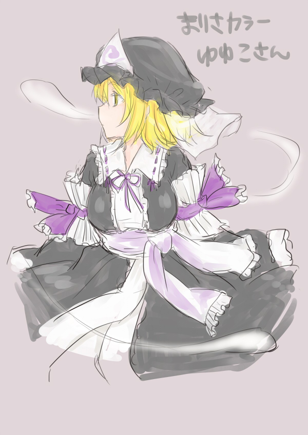 kirisame marisa and saigyouji yuyuko (touhou) drawn by monrooru