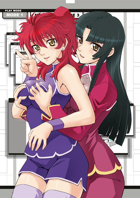wang liu mei and nena trinity (gundam and 1 more) drawn by mutsuki_ginji