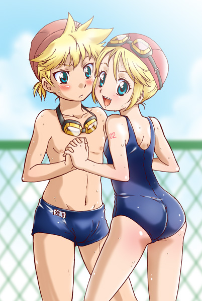 kagamine rin and kagamine len (vocaloid) drawn by hikari_(mitsu_honey)