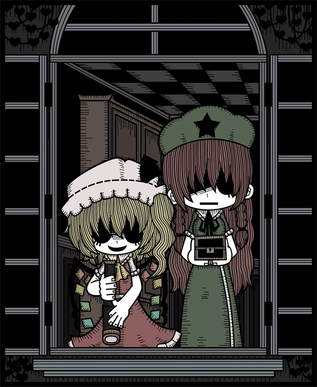 flandre scarlet and hong meiling (touhou) drawn by genkidaun