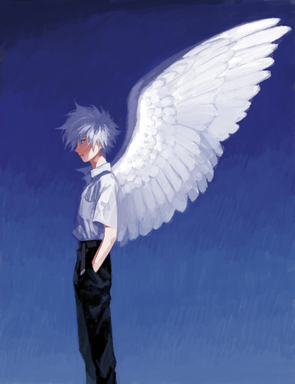 nagisa kaworu (neon genesis evangelion and 2 more) drawn by mosako