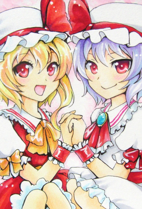 remilia scarlet and flandre scarlet (touhou) drawn by lakestep55