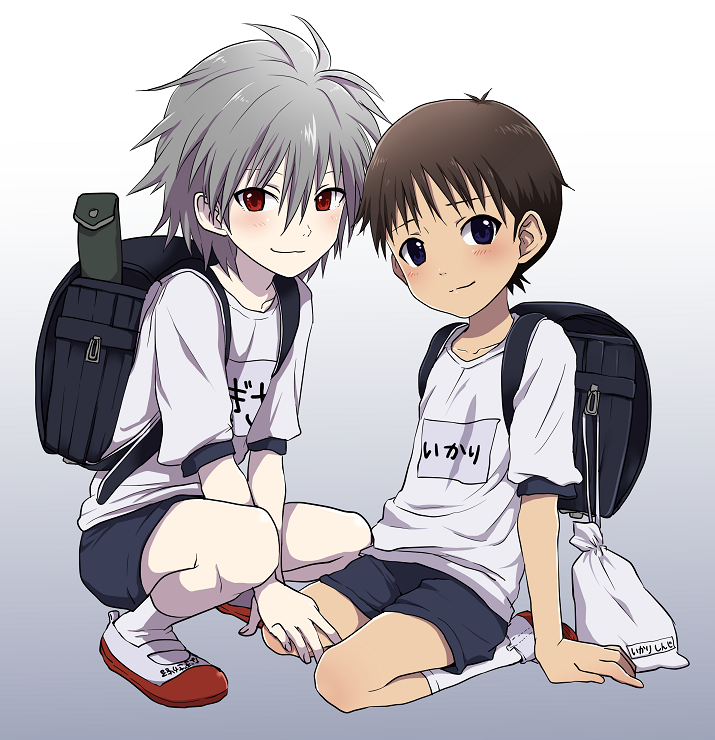ikari shinji and nagisa kaworu (neon genesis evangelion) drawn by usagigenki