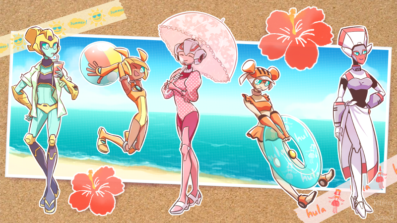 arcee, elita one, sari sumdac, red alert, and lickety split (transformers and 1 more) drawn by mijinkotail029