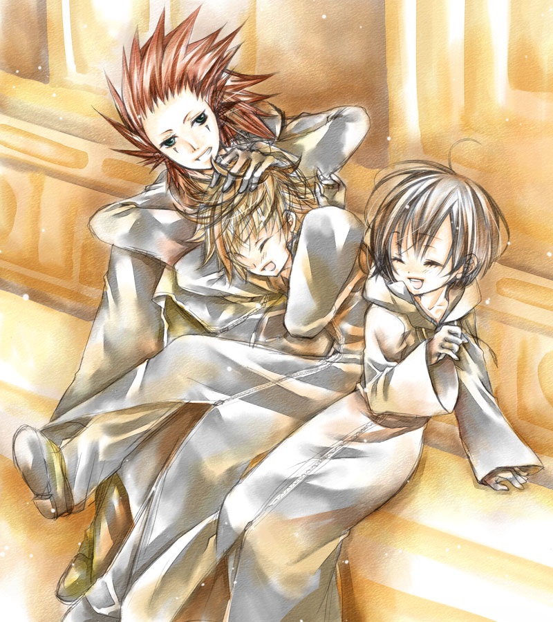 roxas, xion, and axel (kingdom hearts and 1 more) drawn by suzuki_oxox