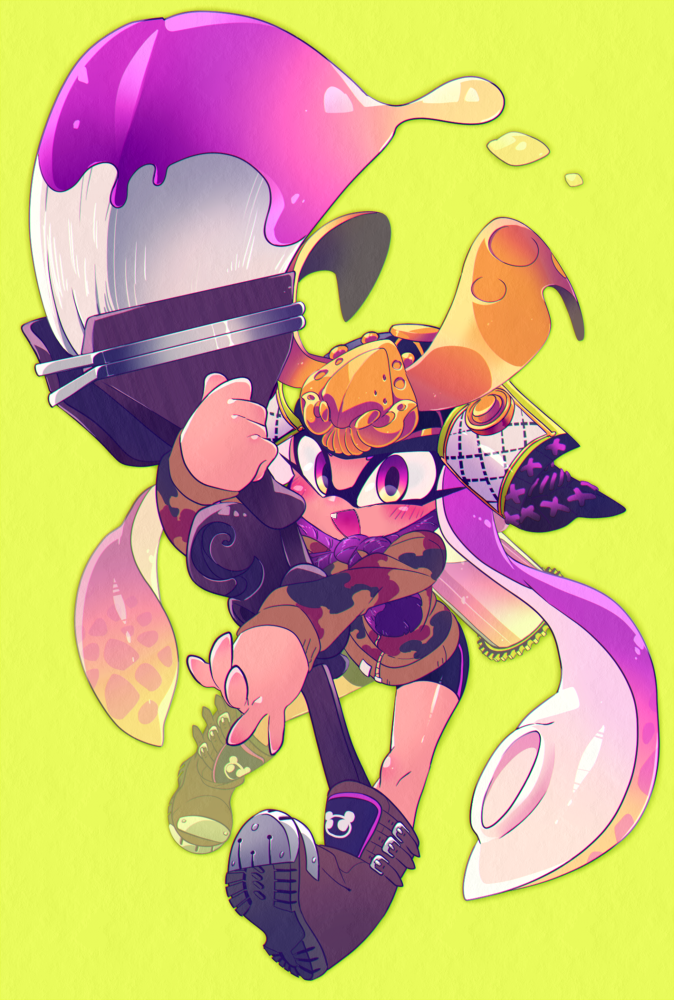 inkling player character and inkling girl (splatoon and 1 more) drawn by sizma