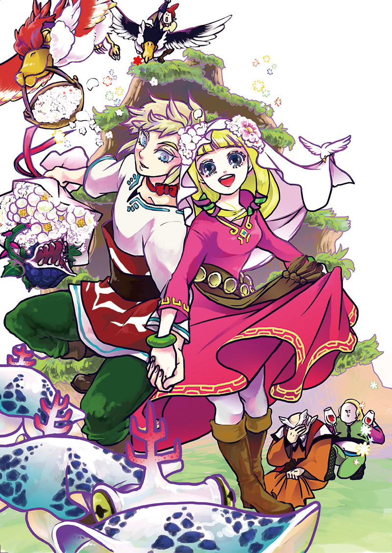 link, princess zelda, loftwing, groose, gaepora, and 1 more (the legend of zelda and 1 more) drawn by warami