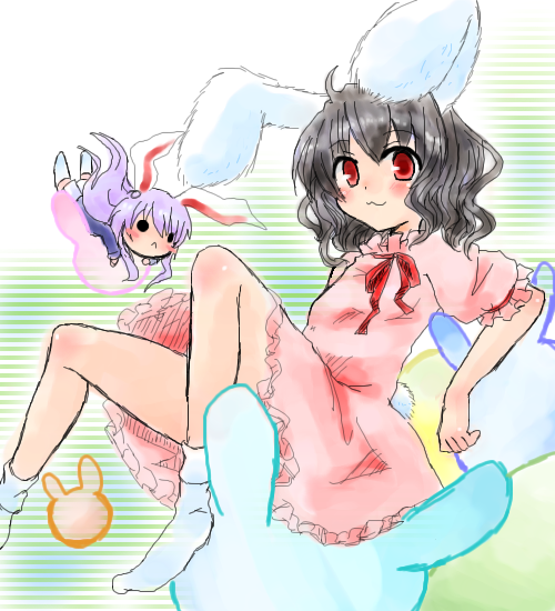 reisen udongein inaba and inaba tewi (touhou) drawn by takamura