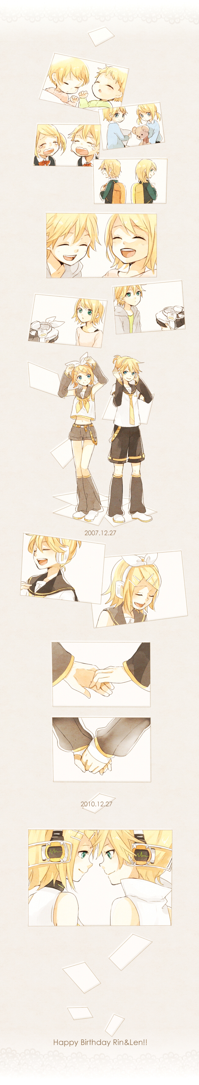kagamine rin and kagamine len (vocaloid) drawn by tama_(songe)