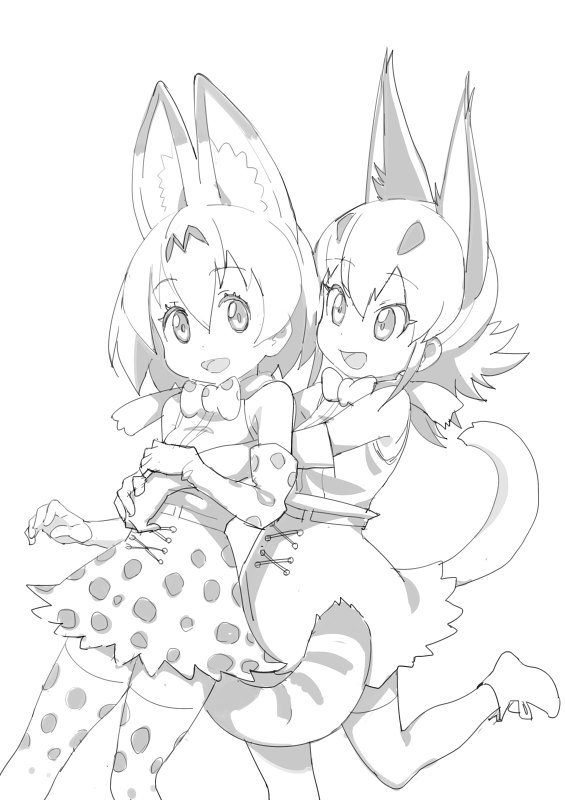 serval and caracal (kemono friends) drawn by kanemaru_(knmr_fd)