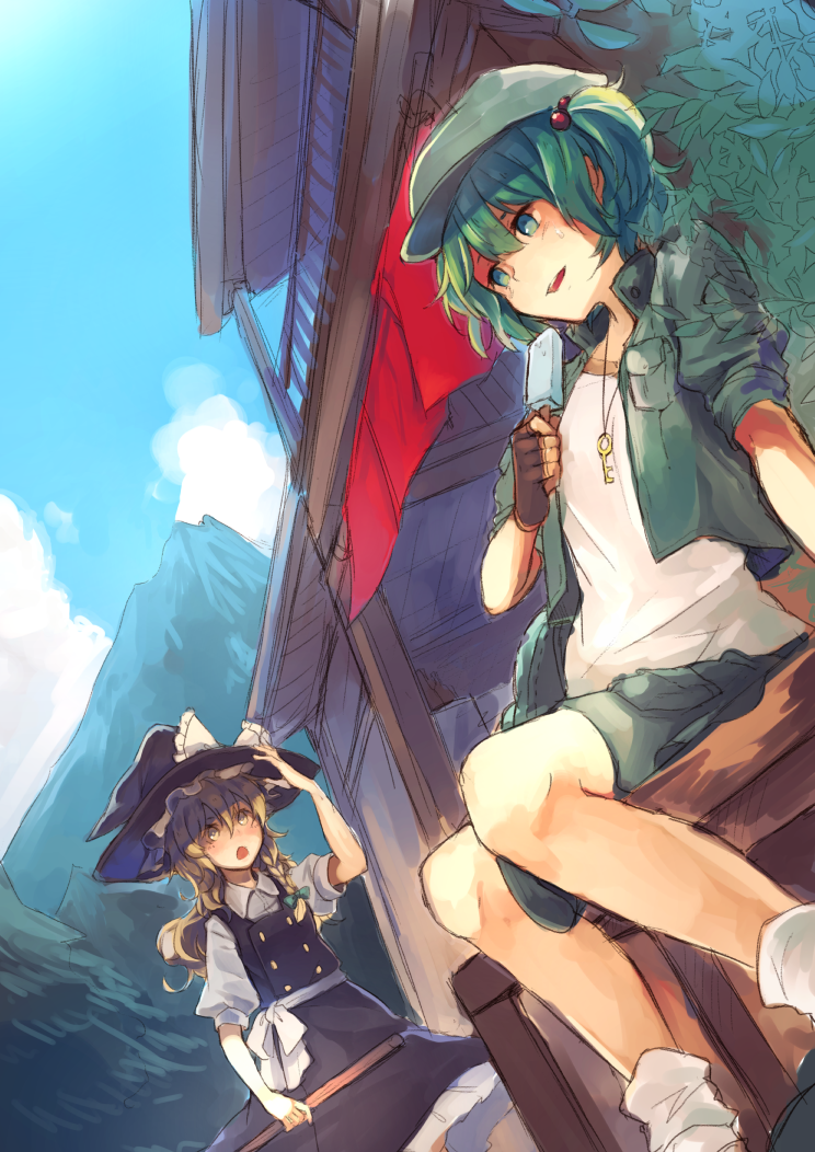 kirisame marisa and kawashiro nitori (touhou) drawn by gensou_aporo