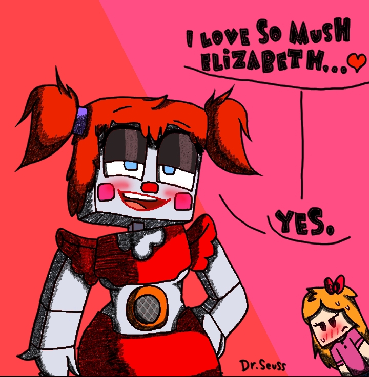 circus baby and elizabeth afton (minecraft and 2 more) drawn by zeddunes27