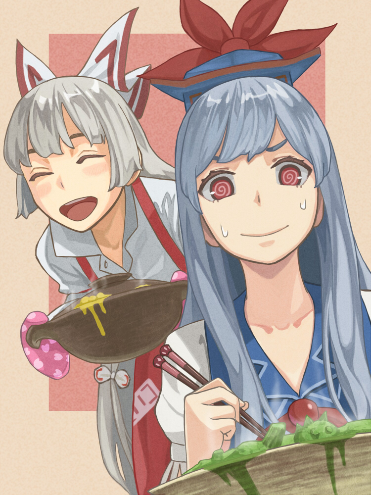 fujiwara no mokou and kamishirasawa keine (touhou) drawn by p_no_hito