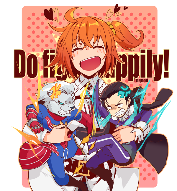 fujimaru ritsuka, thomas edison, and nikola tesla (fate and 1 more) drawn by mepo_(raven0)