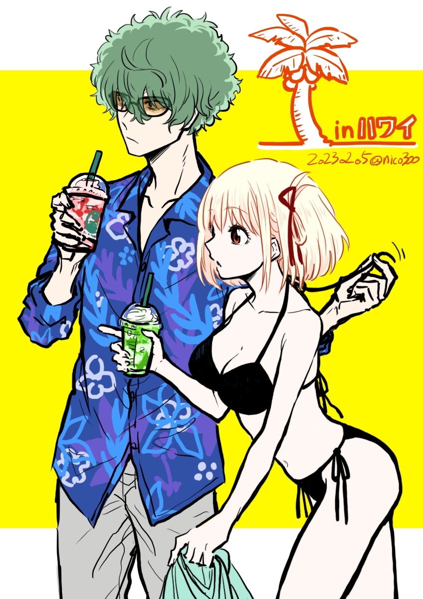 nishikigi chisato and majima (lycoris recoil) drawn by nico_(hero300)