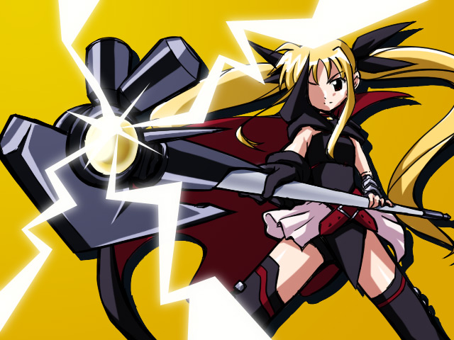 fate testarossa and bardiche (lyrical nanoha and 2 more) drawn by izuno_kenta