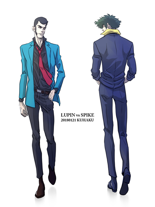 spike spiegel and arsene lupin iii (lupin iii and 1 more) drawn by sorashiro_(sky_x_space)