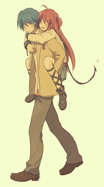 yui and hinata hideki (angel beats!) drawn by yaruse