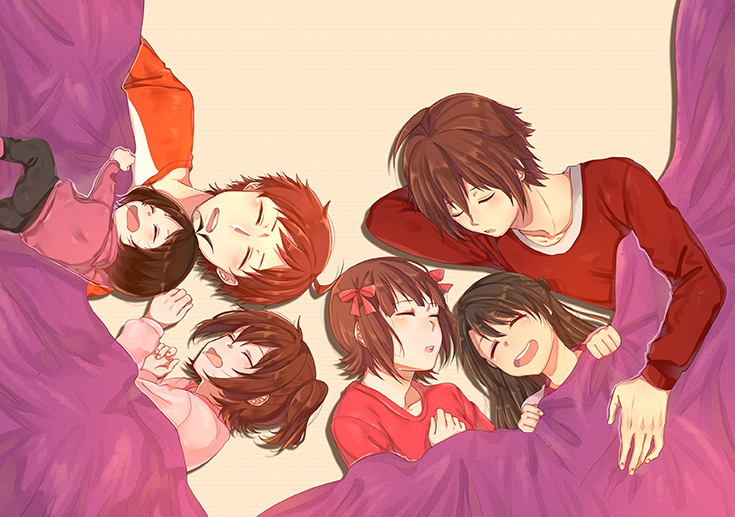amami haruka, shimamura uzuki, kasuga mirai, hidaka ai, amagase touma, and 1 more (idolmaster and 5 more) drawn by pengin_de