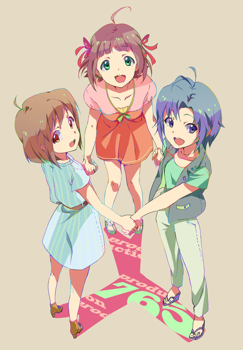 amami haruka, kikuchi makoto, and hagiwara yukiho (idolmaster) drawn by yuzupon_(applemilk)