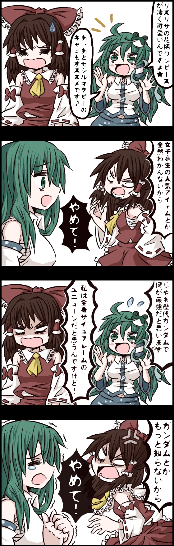 hakurei reimu and kochiya sanae (touhou) drawn by jetto_komusou