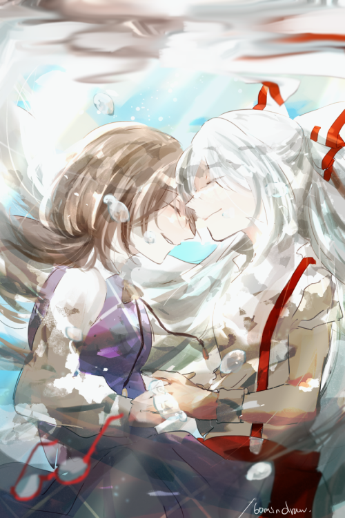fujiwara no mokou and usami sumireko (touhou) drawn by sooru0720