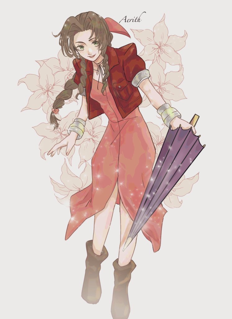 aerith gainsborough (final fantasy and 1 more) drawn by gramm_3
