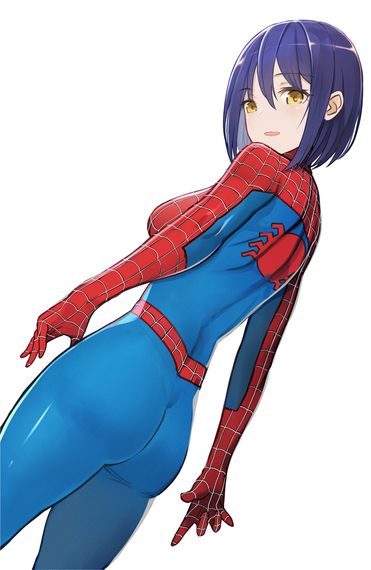 spider-man and shizuka rin (nijisanji and 2 more) drawn by pupps