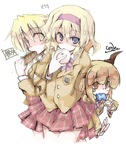 kirisame marisa, alice margatroid, and ibuki suika (touhou) drawn by colt_(tetsuya), mochiki, and sasurai