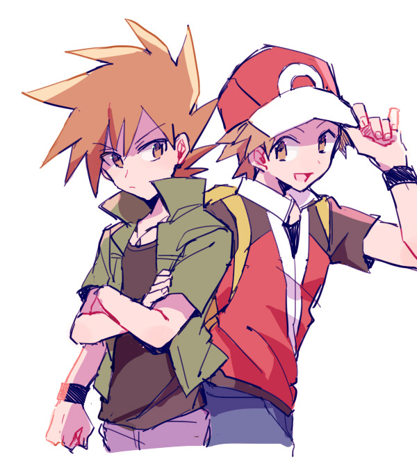 red and blue oak (pokemon and 1 more) drawn by smcms-m