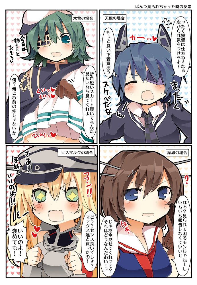 tenryuu, bismarck, kiso, and maya (kantai collection) drawn by matsushita_yuu