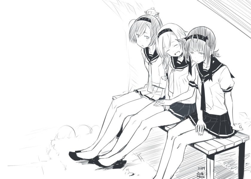 hatsuzuki, akizuki, and teruzuki (kantai collection) drawn by kawashina_(momen_silicon)