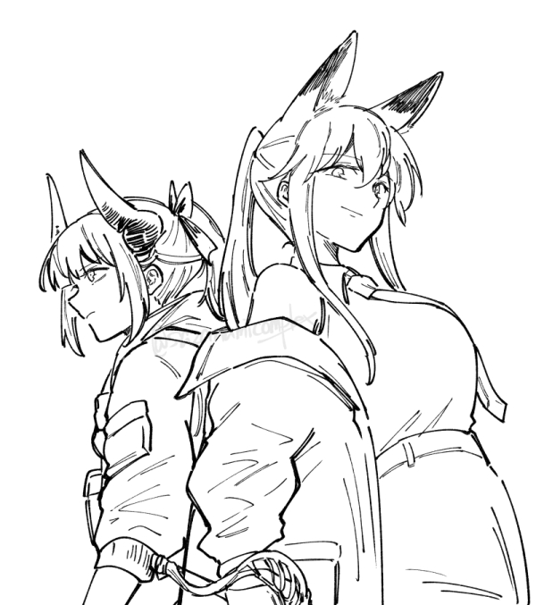 franka and liskarm (arknights) drawn by haruichi_(sazanami_complex)
