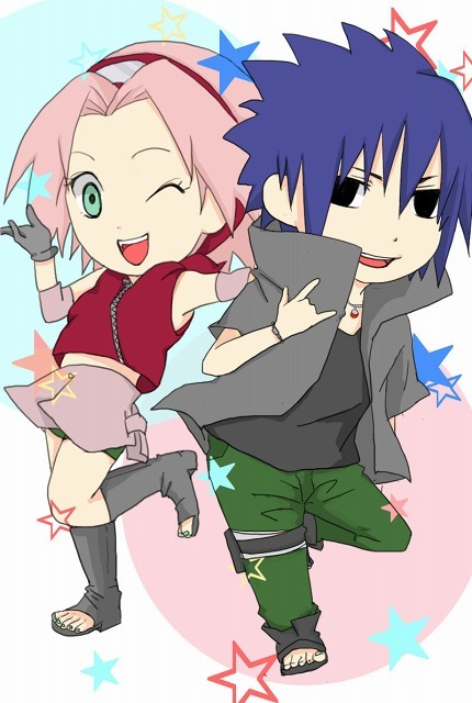 haruno sakura and uchiha sasuke (naruto and 2 more) drawn by misaki726