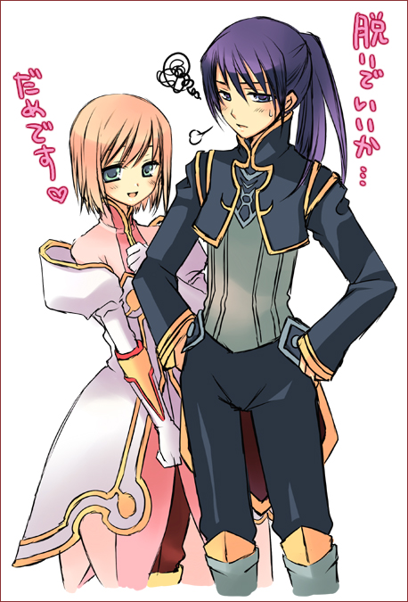 yuri lowell and estellise sidos heurassein (tales of and 1 more) drawn by ayamisiro