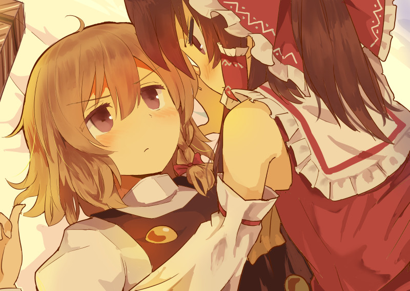 hakurei reimu and kirisame marisa (touhou) drawn by puuakachan