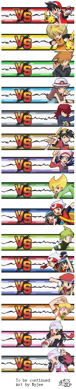 pikachu, dawn, may, red, blue oak, and 9 more (pokemon and 2 more) drawn by nyjee