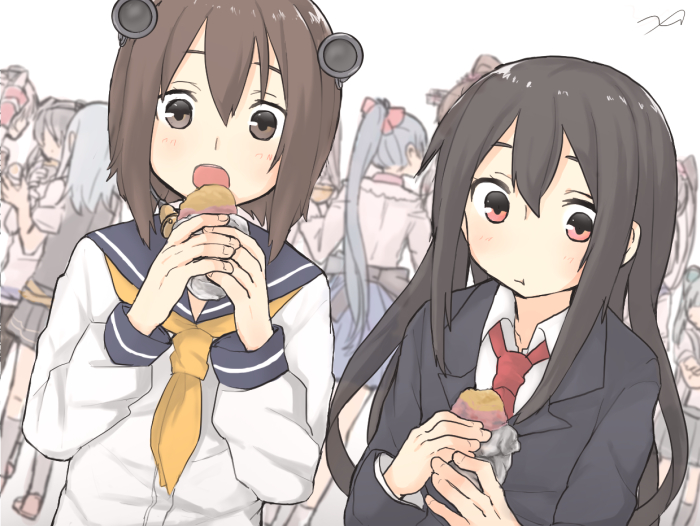 amatsukaze, yukikaze, kasumi, tokitsukaze, hatsukaze, and 2 more (kantai collection) drawn by kikurina