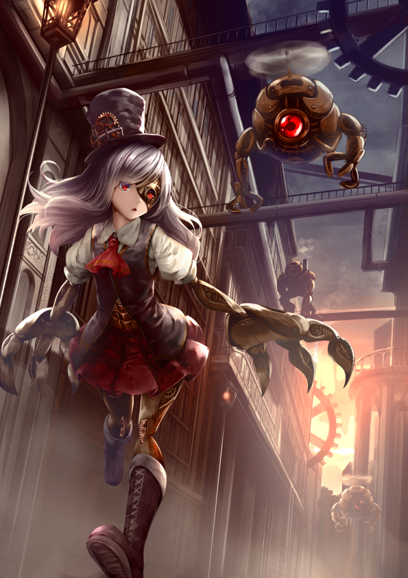 steampunk girl (original and 1 more) drawn by ryosios