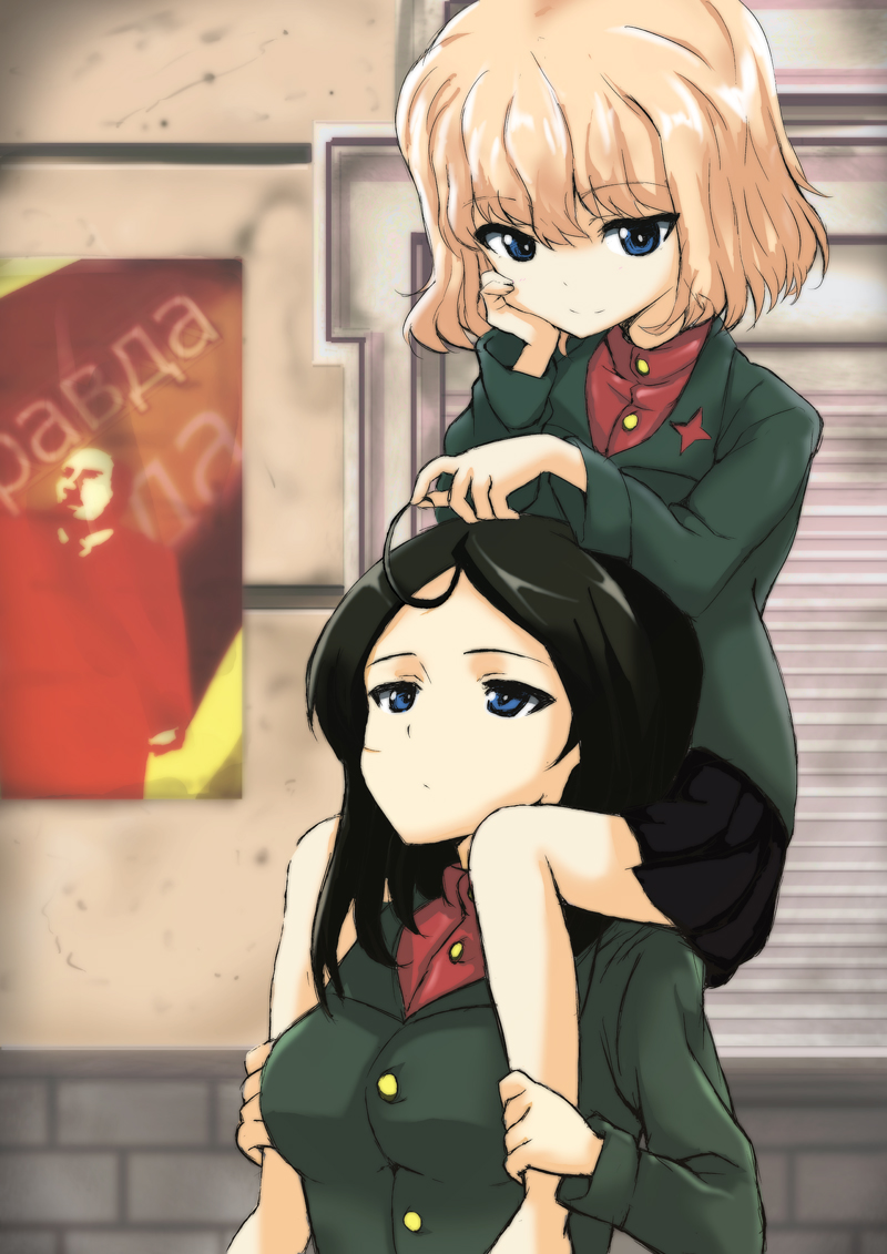 katyusha, nonna, and vladimir lenin (girls und panzer) drawn by nanai
